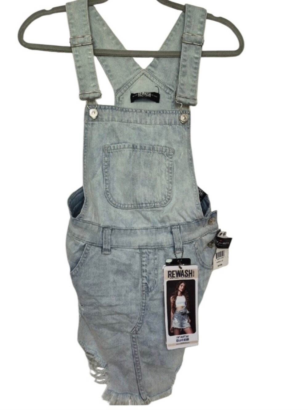 NWT Rewash Size Small Light Blue Denim Skirt-All Overalls Dress Distressed